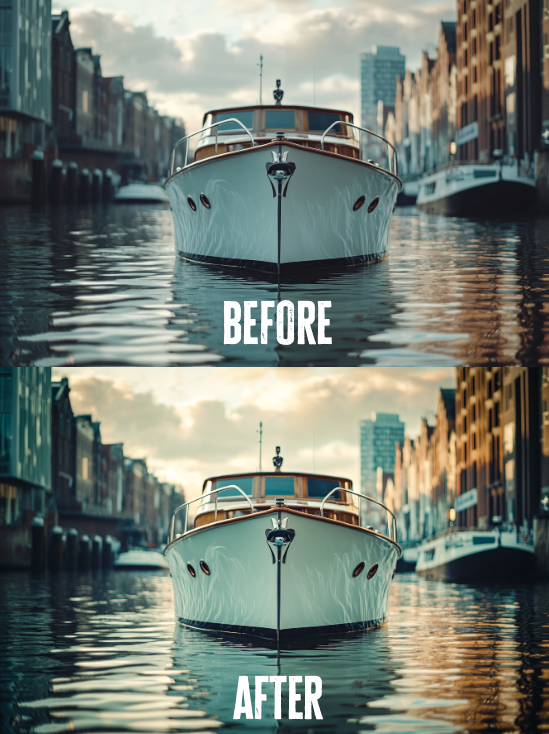 Before and after photo with Champagne Glow Lightroom preset