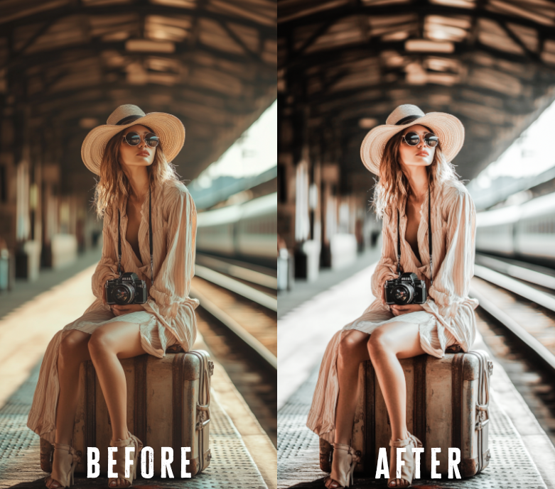 Before and after photo with Pure Light Lightroom preset