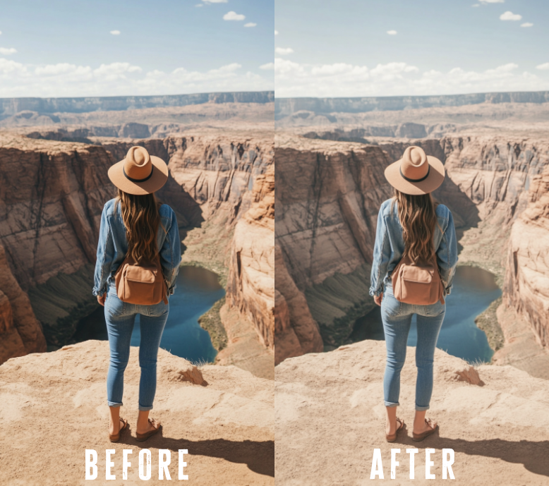 Before and after photo with Soft Glow Lightroom preset