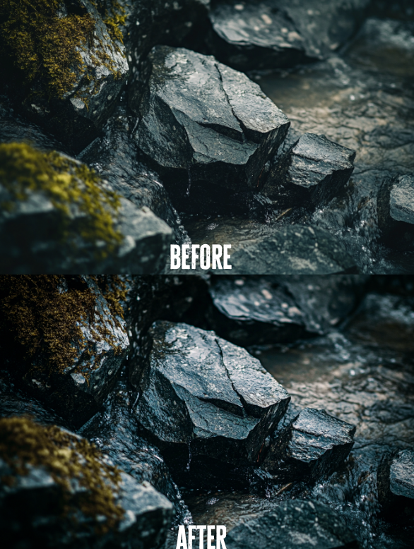Before and after photo with Nordic Woods Lightroom preset