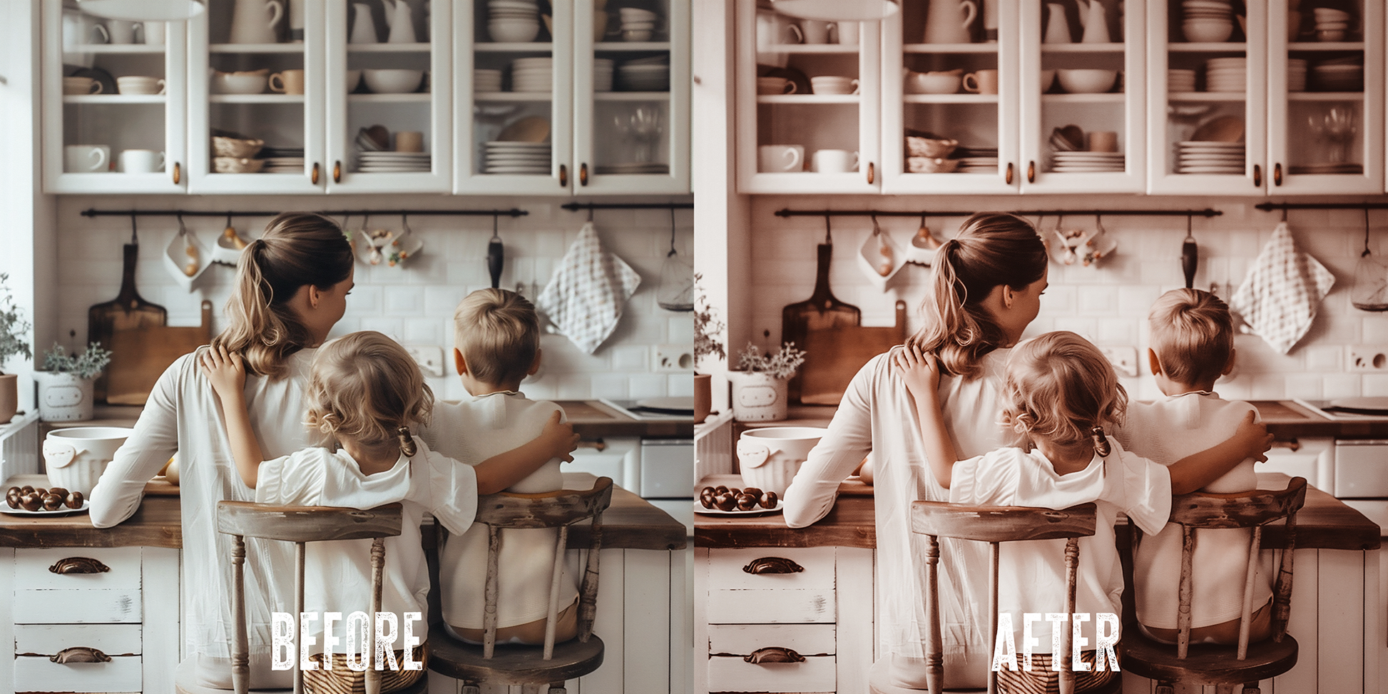 Before and after photo with Warm autumn Lightroom preset