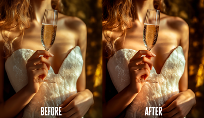Before and after photo with Champagne Glow Lightroom preset