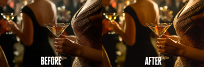 Before and after photo with Champagne Glow Lightroom preset