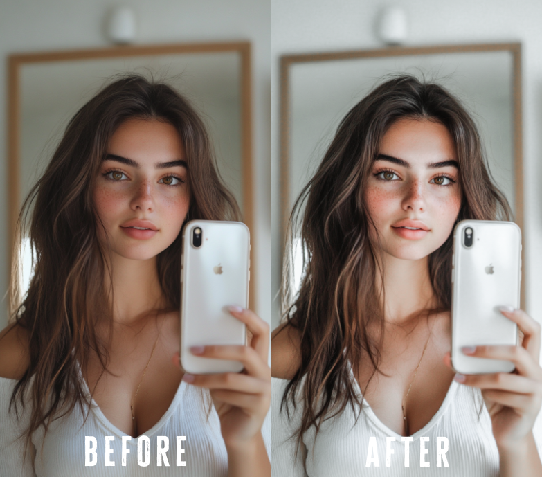Before and after photo with Pure Light Lightroom preset