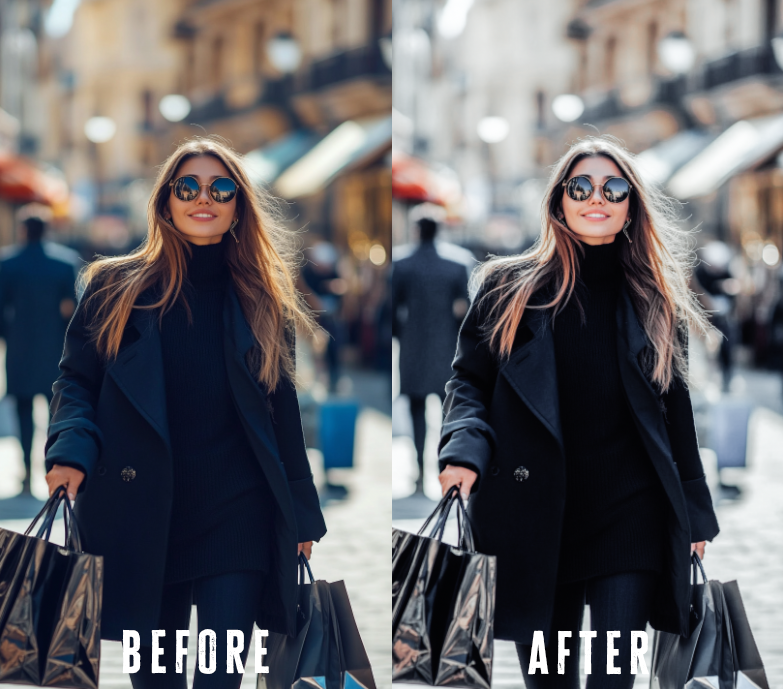 Before and after photo with Pure Light Lightroom preset