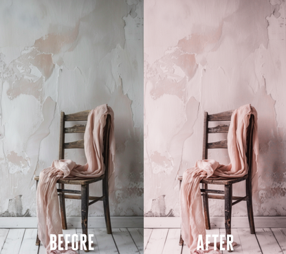 Before and after photo with Rose Blush Lightroom preset