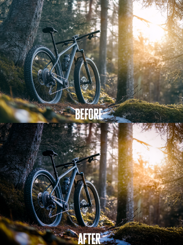 Before and after photo with Nordic Woods Lightroom preset
